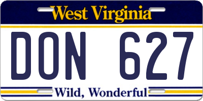 WV license plate DON627