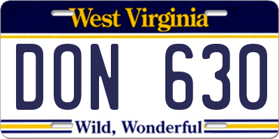 WV license plate DON630