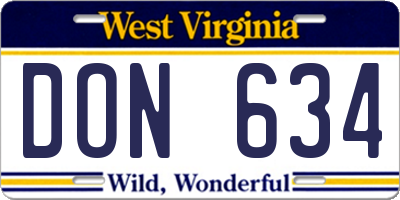 WV license plate DON634