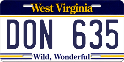 WV license plate DON635