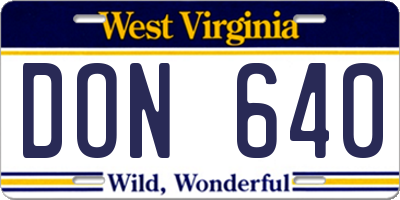 WV license plate DON640
