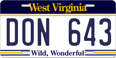 WV license plate DON643