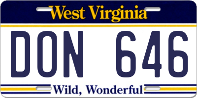 WV license plate DON646