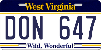 WV license plate DON647