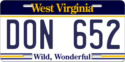 WV license plate DON652