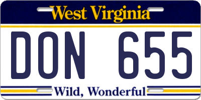 WV license plate DON655