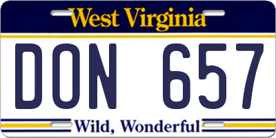 WV license plate DON657