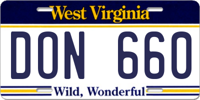 WV license plate DON660