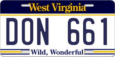 WV license plate DON661