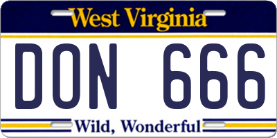 WV license plate DON666