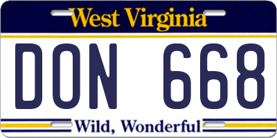 WV license plate DON668