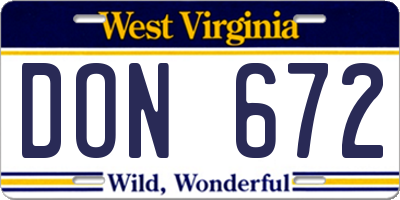 WV license plate DON672