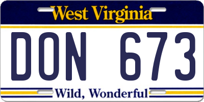WV license plate DON673