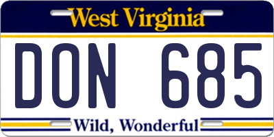 WV license plate DON685