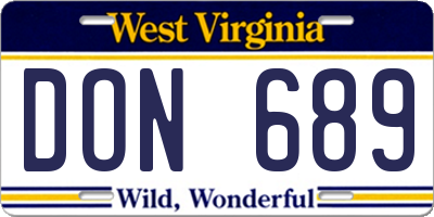 WV license plate DON689