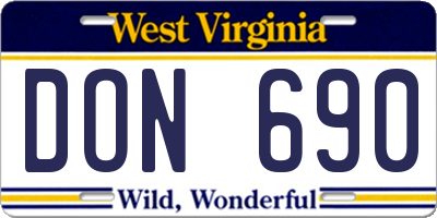 WV license plate DON690
