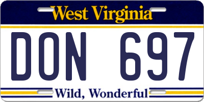 WV license plate DON697
