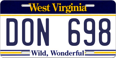 WV license plate DON698