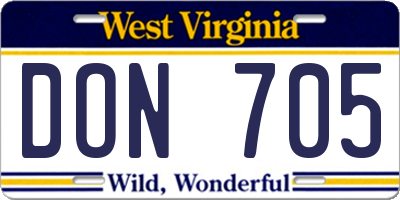 WV license plate DON705