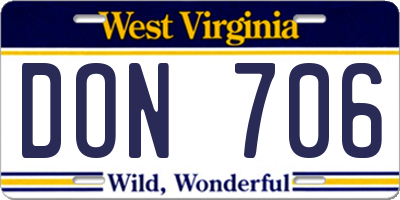 WV license plate DON706