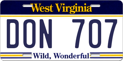 WV license plate DON707