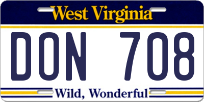 WV license plate DON708
