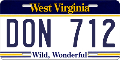 WV license plate DON712