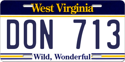 WV license plate DON713
