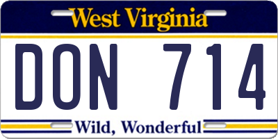 WV license plate DON714