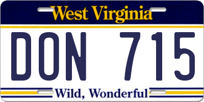 WV license plate DON715