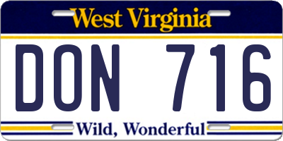 WV license plate DON716