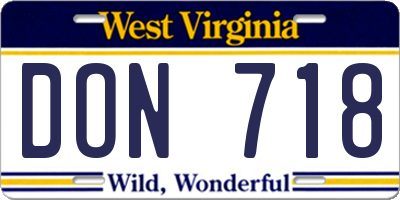 WV license plate DON718