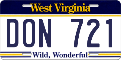 WV license plate DON721