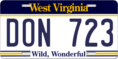 WV license plate DON723