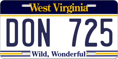 WV license plate DON725