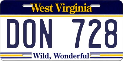 WV license plate DON728
