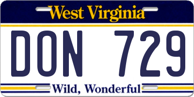 WV license plate DON729