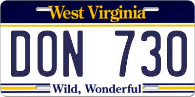 WV license plate DON730