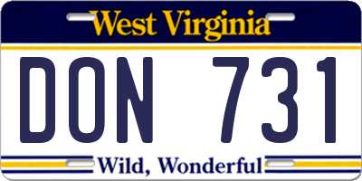 WV license plate DON731