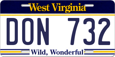 WV license plate DON732