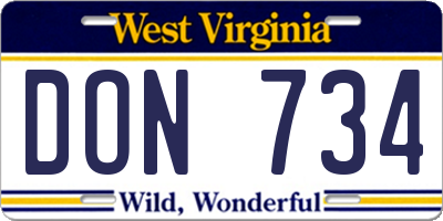 WV license plate DON734
