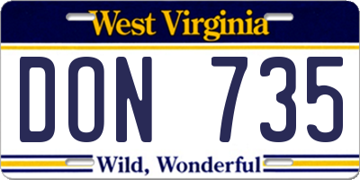 WV license plate DON735