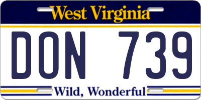 WV license plate DON739