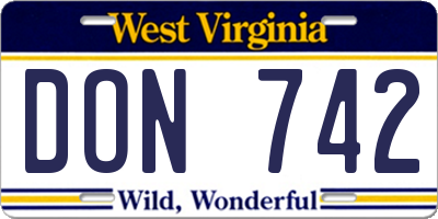 WV license plate DON742