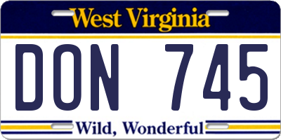 WV license plate DON745