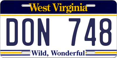 WV license plate DON748