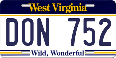 WV license plate DON752