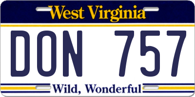 WV license plate DON757