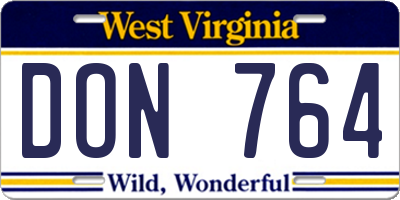 WV license plate DON764