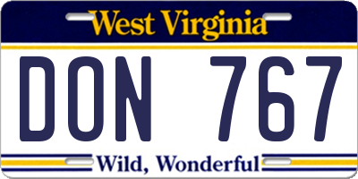 WV license plate DON767